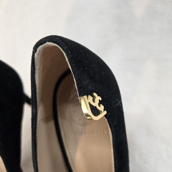 Tory Burch Women's 5M Black ELIZABETH Pointed Toe Pump Royal Suede - Picture 5 of 8
